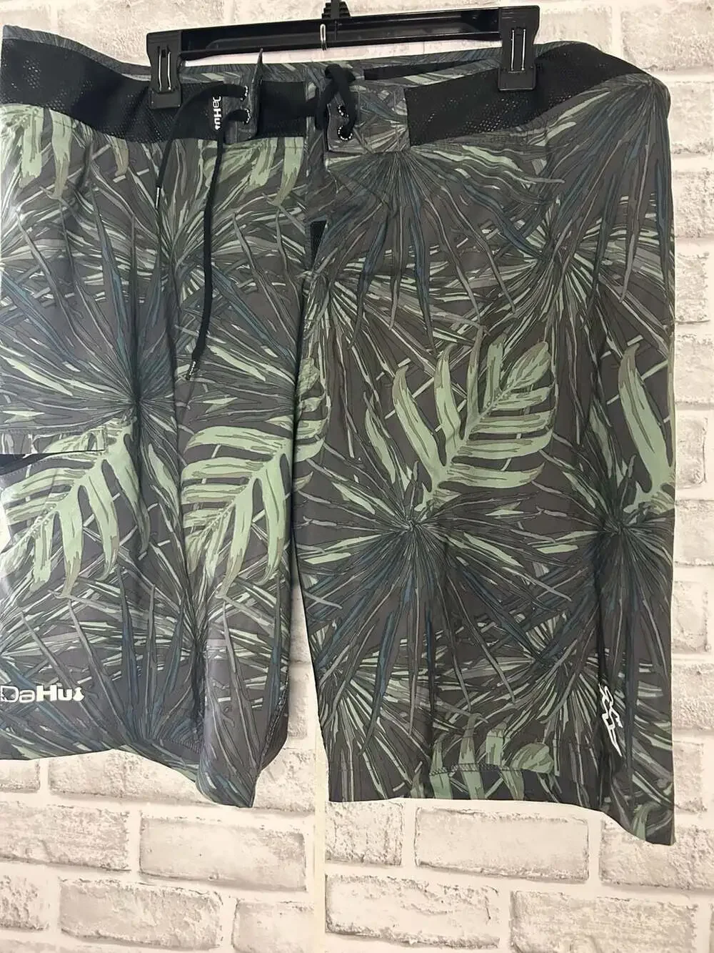 DaHui Men's Tropical Palm Leaf Print Surf Board Shorts